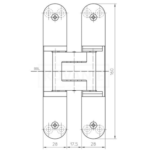 Simonswerk Tectus TE 340 3D concealed door hinge - technical diagram (drawing)