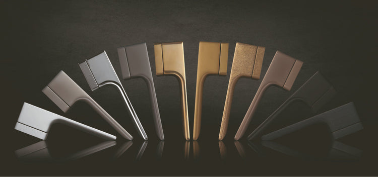 M&T Minimal Collection in 10 different high-end durable finishes - from satin nickel to black titanium.