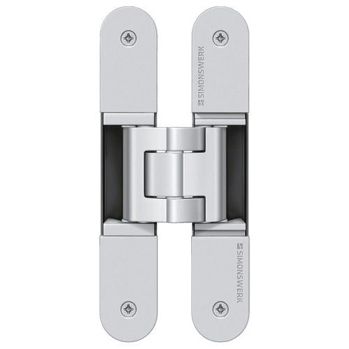 Simonswerk Tectus 340 3-way adjustable concealed door hinge in stainless steel finish.