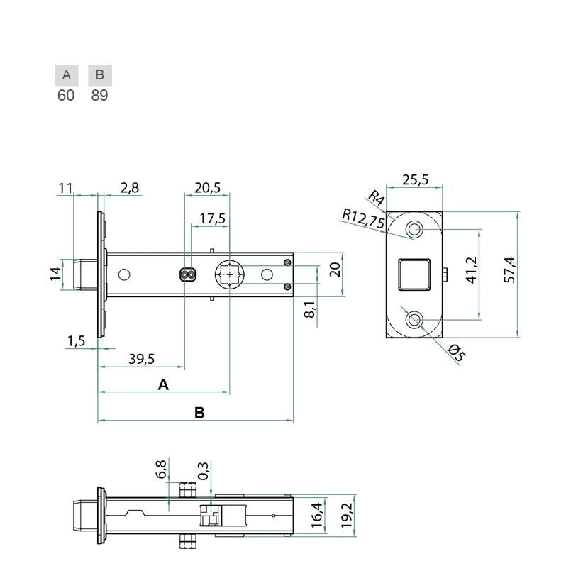 Bonaiti B-Latch 12 Magnetic Interior Door Lock