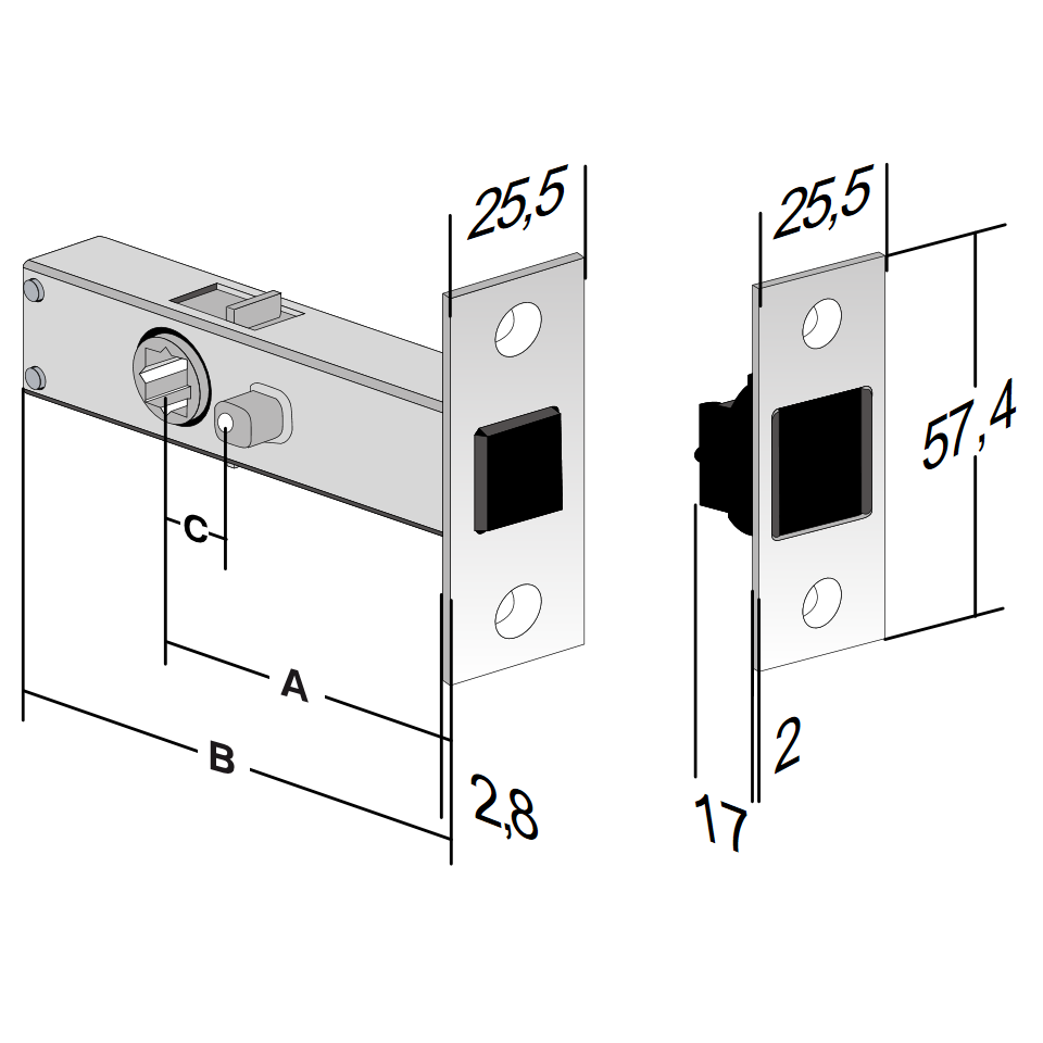 Bonaiti B-Latch 12 Magnetic Interior Door Lock