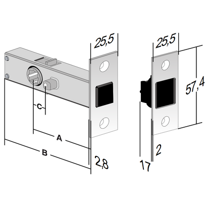 Bonaiti B-Latch 12 Magnetic Interior Door Lock