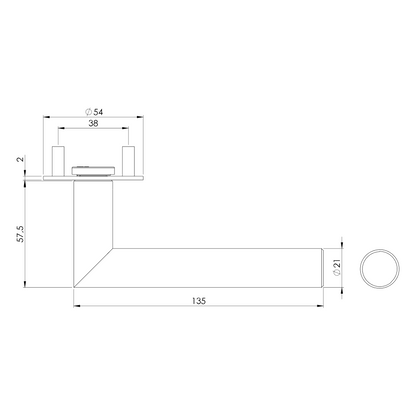 Griffwerk Lucia Piatta S architectural door hardware schematic, dimensions in millimeters.