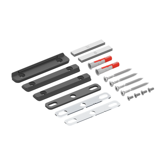 A hardware mounting kit with a 1-way and 2-way magnetic catch for a pivot door. Developed by Portapivot for any pivot door including pivot doors quipped with Stealthpivot adjustable pivot door hinges.