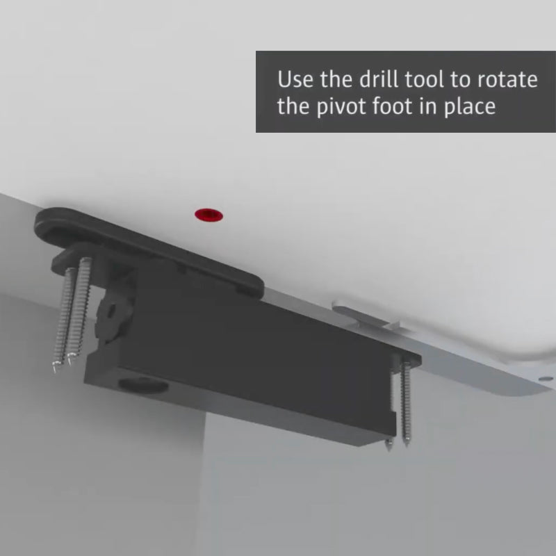 Installation tool for Portapivot Stealthpivot pivot hinges used to rotate top pivot hinge mount. Instruction says "Use the drill tool to rotate the pivot".
