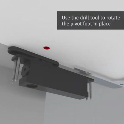 Installation tool for Portapivot Stealthpivot pivot hinges used to rotate top pivot hinge mount. Instruction says "Use the drill tool to rotate the pivot".