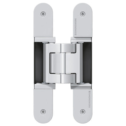 Simonswerk TECTUS TE 540 3D A8 concealed door hinge for thicker doors with added cladding or wood panels.