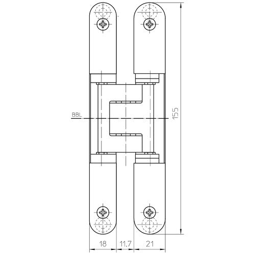 Simonswerk Tectus TE 240 3D concealed door hinge - technical diagram (drawing)