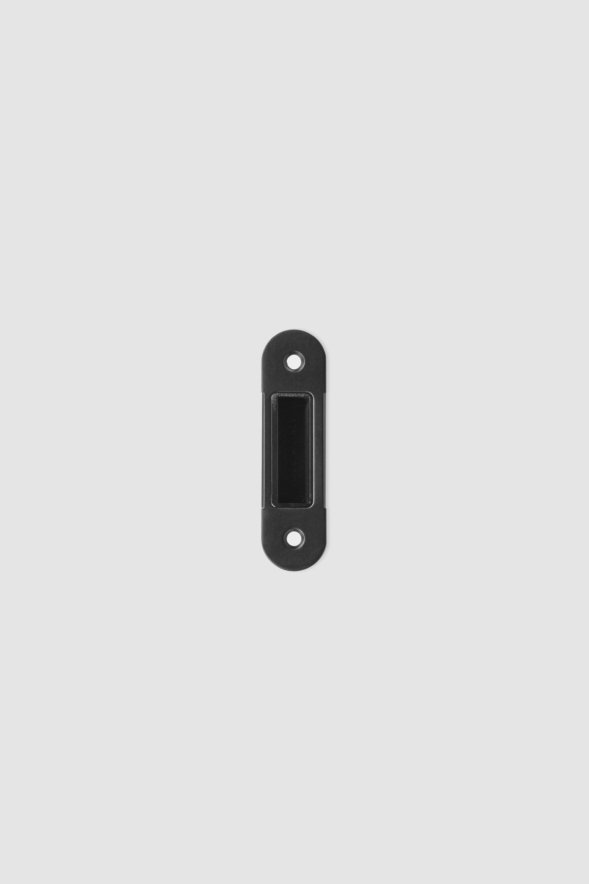 Verum Striker Plate for magnetic mortise lock, with adjustable socket <-> 2 mm. Black finish.