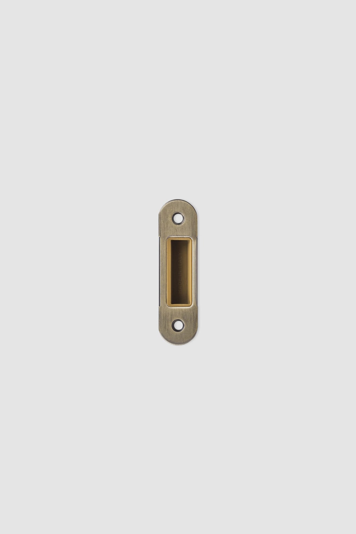 Verum Striker Plate for magnetic mortise lock, with adjustable socket <-> 2 mm. Yester bronze finish.