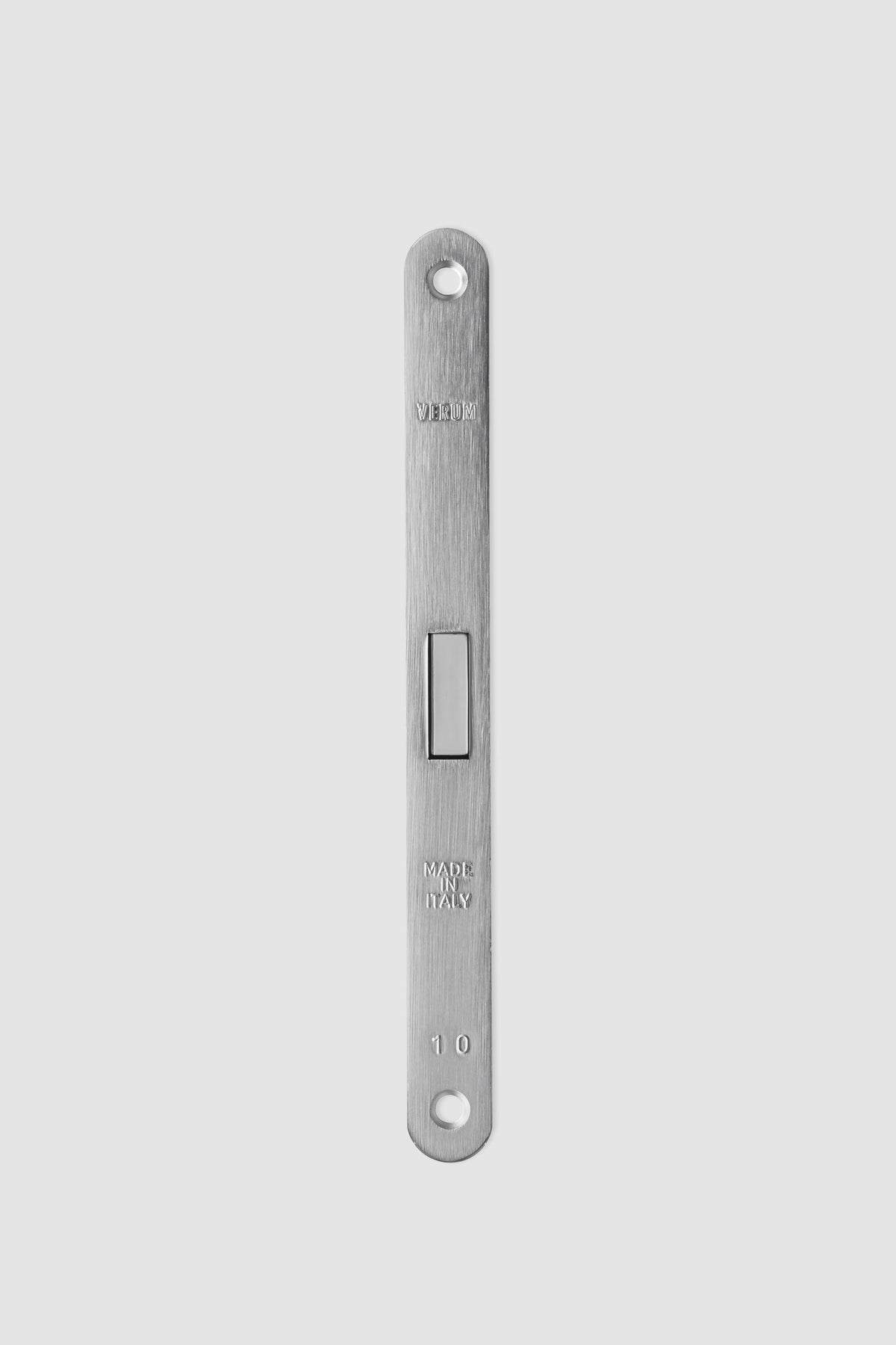 Verum Italy magnetic mortise lock (faceplate 196x18 mm, 8 mm + 6 mm spindles) in satin chrome finish.
